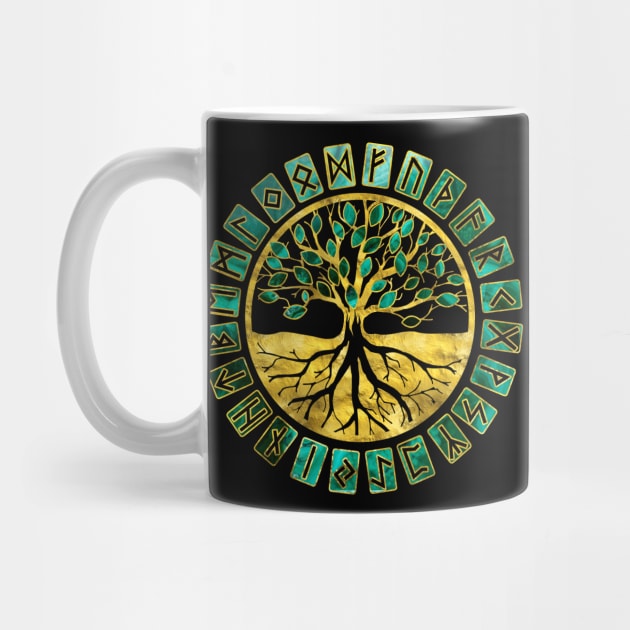 Tree of life  -Yggdrasil and  Runes alphabet by Nartissima